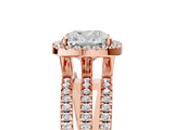 Rose gold Cushion Cut Halo Diamond Engagement Ring with Split Shank and Four-Prong Setting_25