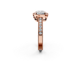 Rose gold Cushion Cut Halo Diamond Pave Band Ring with Four-Prong Setting_63
