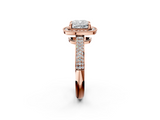 Rose gold Cushion Cut Halo Diamond Pave Band with Four-Prong Setting_53
