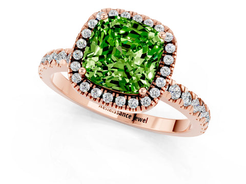 Rose gold Cushion Cut Halo Diamond Pave Band with Prong Setting_1