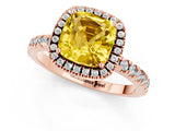 Rose gold Cushion Cut Halo Diamond Pave Band with Prong Setting_1