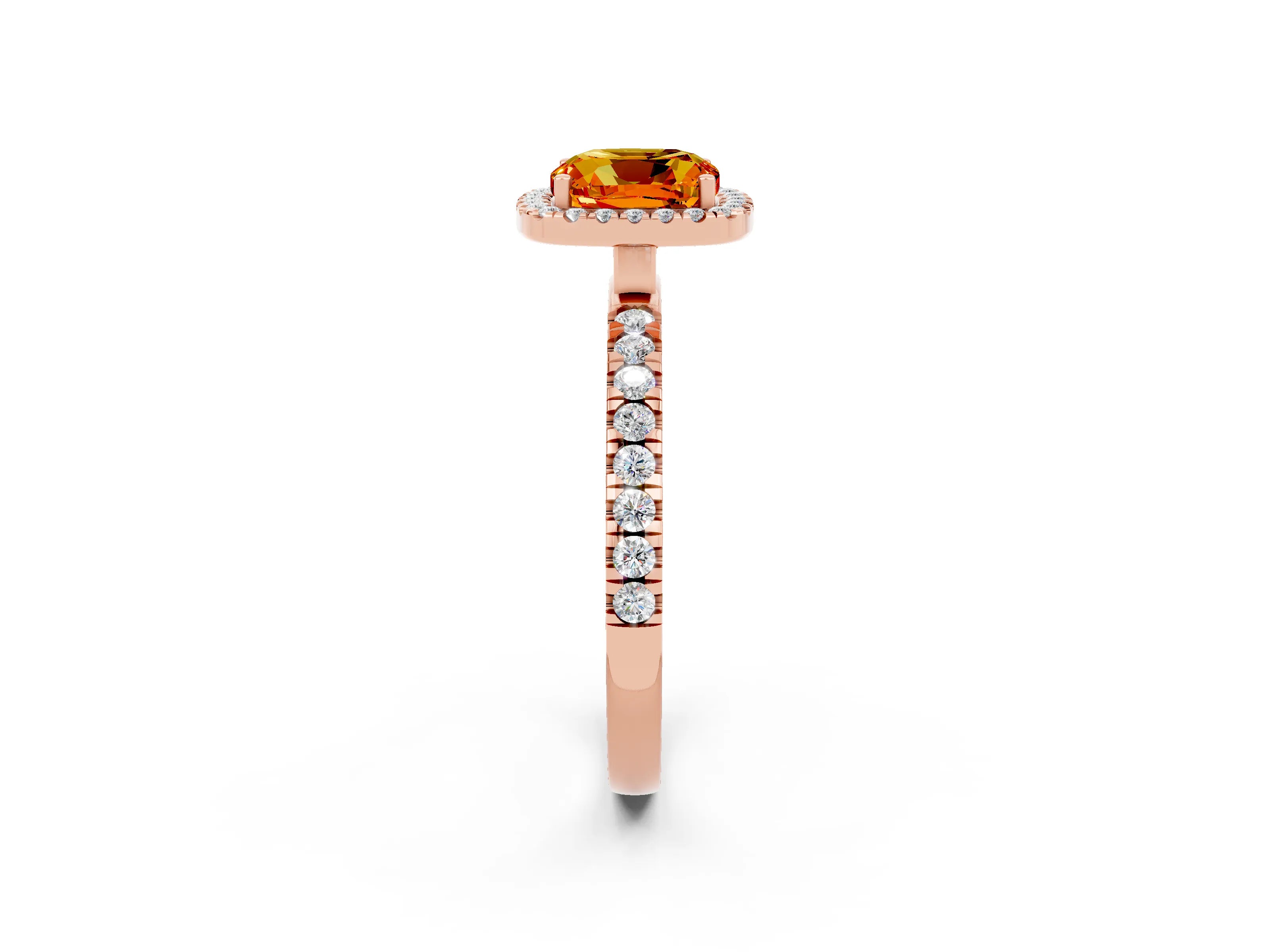 Rose gold Cushion Cut Halo Diamond Pave Band with Prong Setting_2