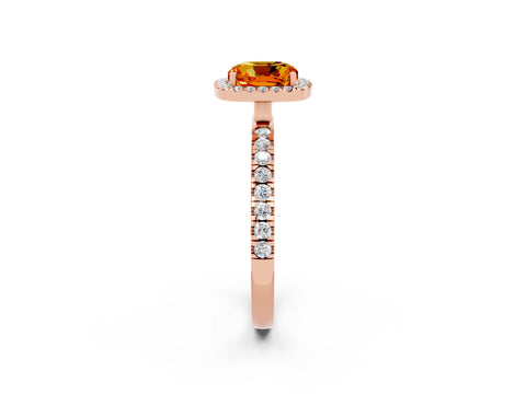 Rose gold Cushion Cut Halo Diamond Pave Band with Prong Setting_2