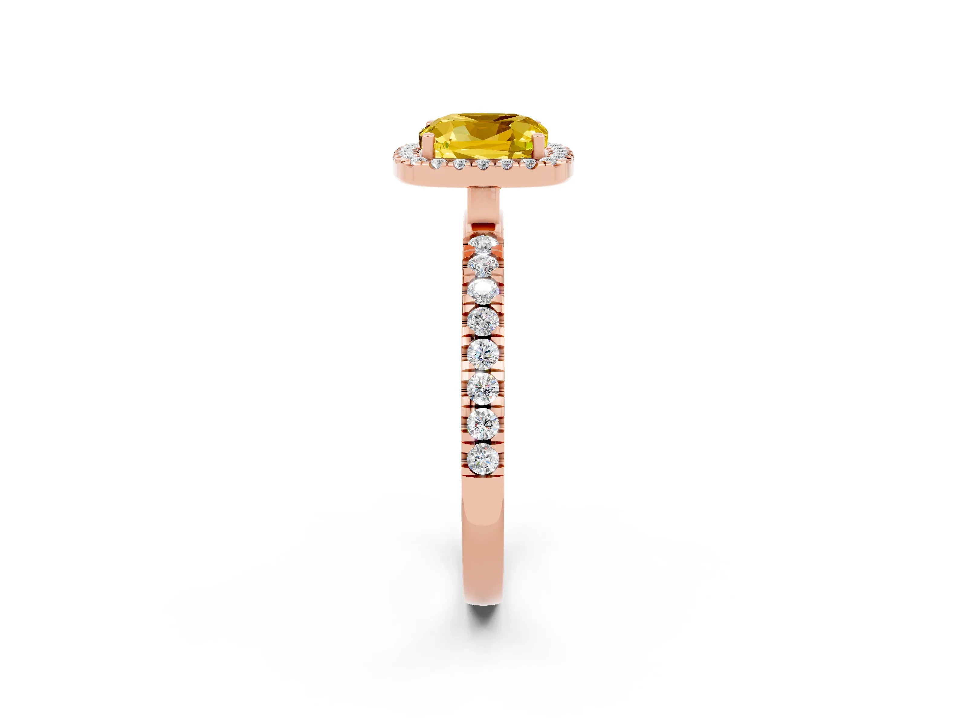 Rose gold Cushion Cut Halo Diamond Pave Band with Prong Setting_2