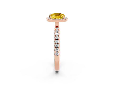 Rose gold Cushion Cut Halo Diamond Pave Band with Prong Setting_2