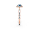 Rose gold Cushion Cut Halo Diamond Pave Band with Prong Setting_2