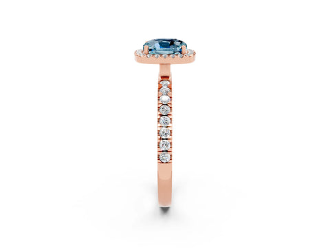 Rose gold Cushion Cut Halo Diamond Pave Band with Prong Setting_2