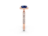 Rose gold Cushion Cut Halo Diamond Pave Band with Prong Setting_2