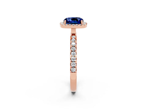 Rose gold Cushion Cut Halo Diamond Pave Band with Prong Setting_2