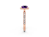 Rose gold Cushion Cut Halo Diamond Pave Band with Prong Setting_2