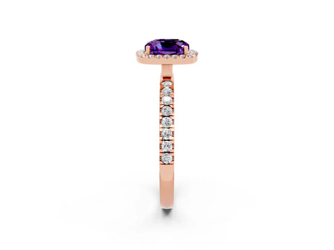 Rose gold Cushion Cut Halo Diamond Pave Band with Prong Setting_2