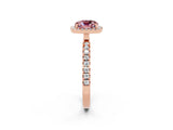 Rose gold Cushion Cut Halo Diamond Pave Band with Prong Setting_2