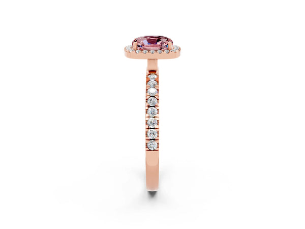 Rose gold Cushion Cut Halo Diamond Pave Band with Prong Setting