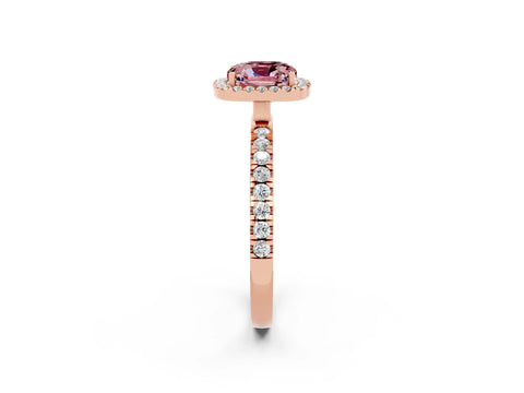 Rose gold Cushion Cut Halo Diamond Pave Band with Prong Setting_2