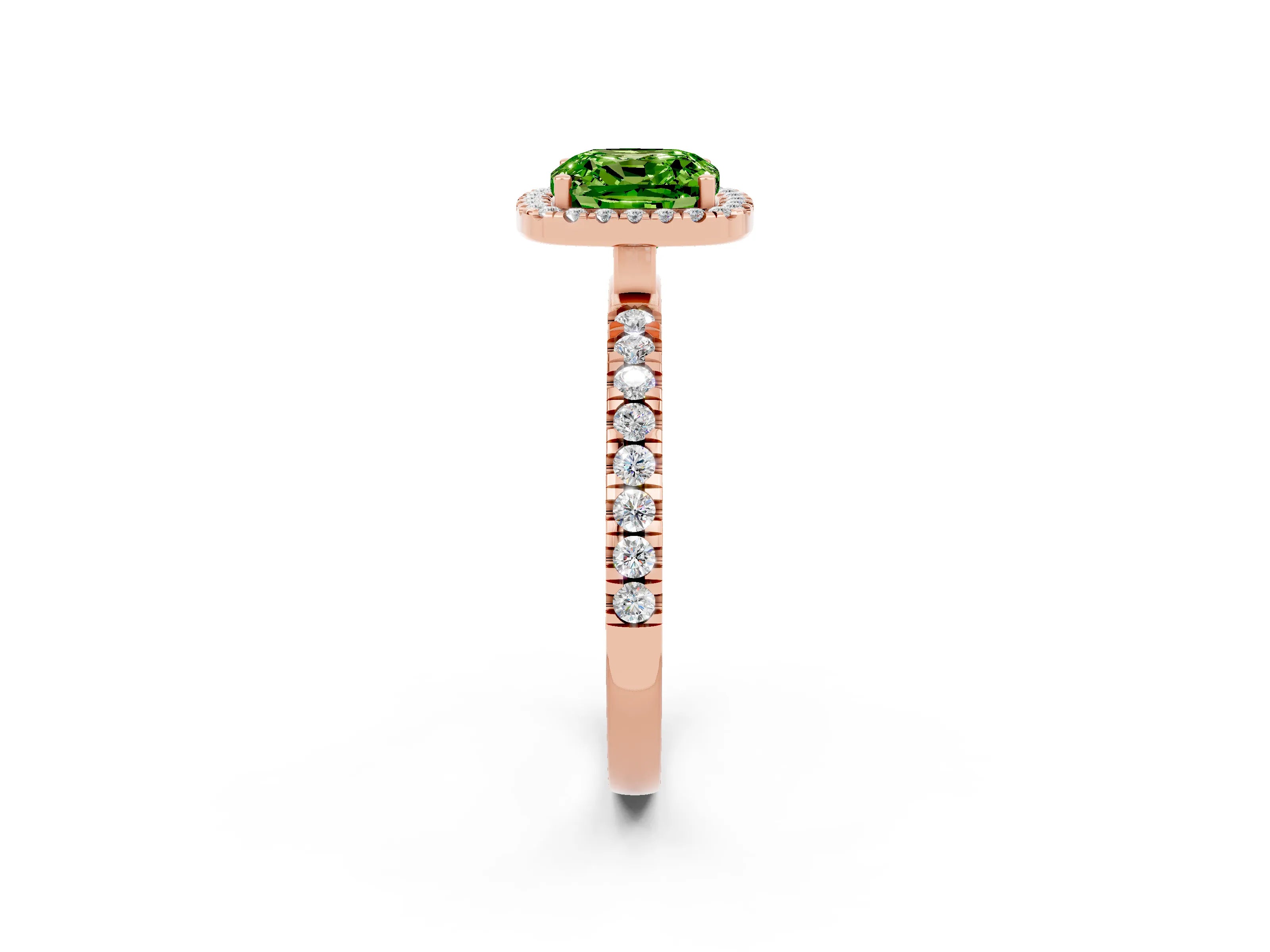 Rose gold Cushion Cut Halo Diamond Pave Band with Prong Setting_2