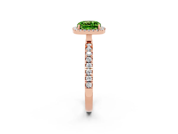 Rose gold Cushion Cut Halo Diamond Pave Band with Prong Setting