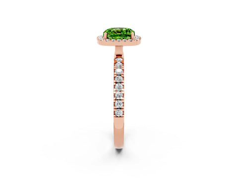 Rose gold Cushion Cut Halo Diamond Pave Band with Prong Setting_2