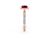 Rose gold Cushion Cut Halo Diamond Pave Band with Prong Setting_2
