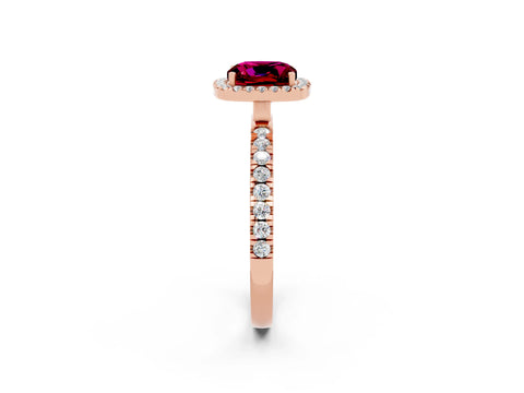 Rose gold Cushion Cut Halo Diamond Pave Band with Prong Setting_2