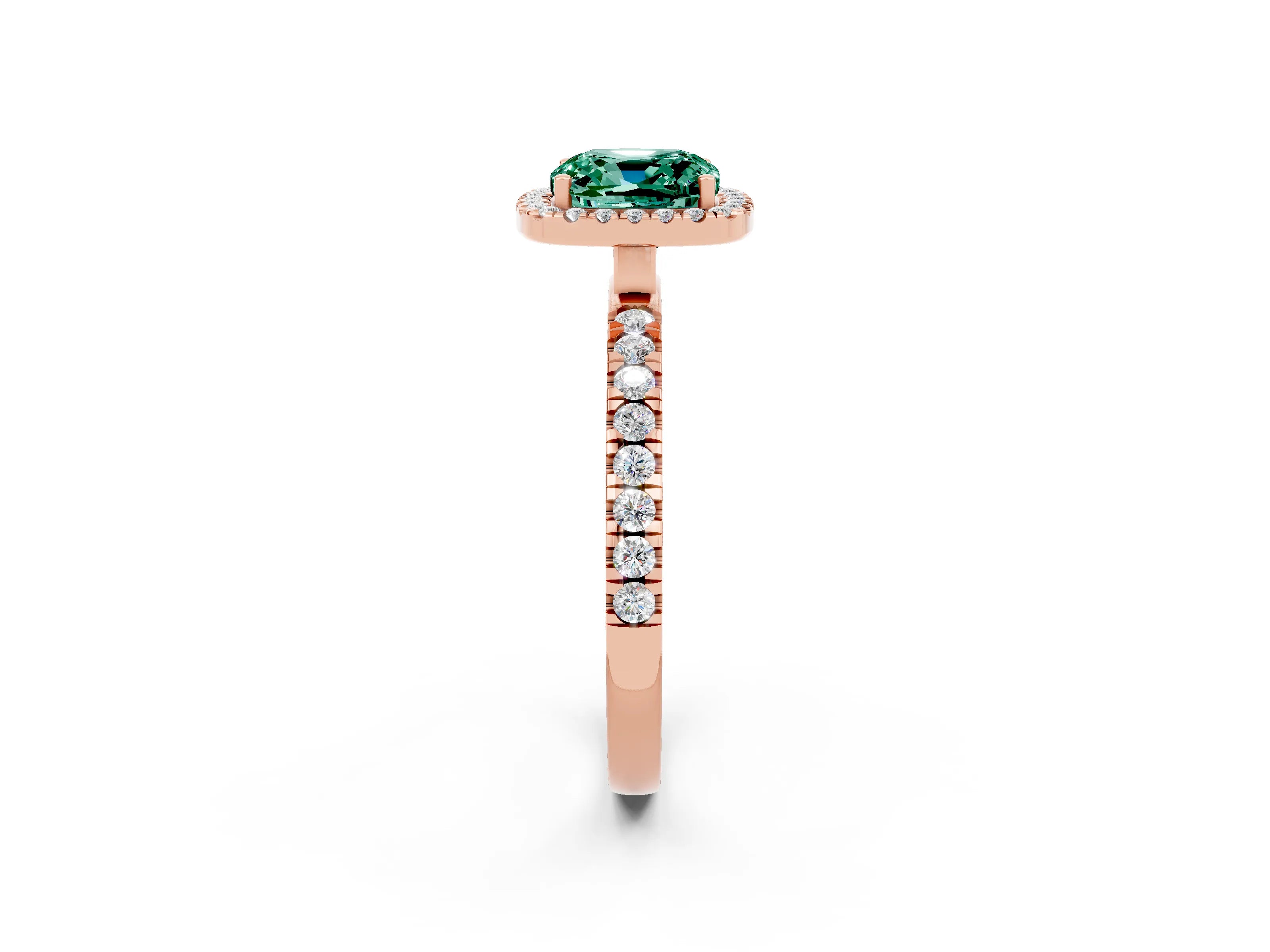 Rose gold Cushion Cut Halo Diamond Pave Band with Prong Setting_2
