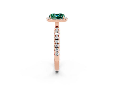 Rose gold Cushion Cut Halo Diamond Pave Band with Prong Setting_2