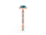 Rose gold Cushion Cut Halo Diamond Pave Band with Prong Setting_2
