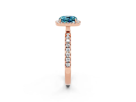 Rose gold Cushion Cut Halo Diamond Pave Band with Prong Setting_2