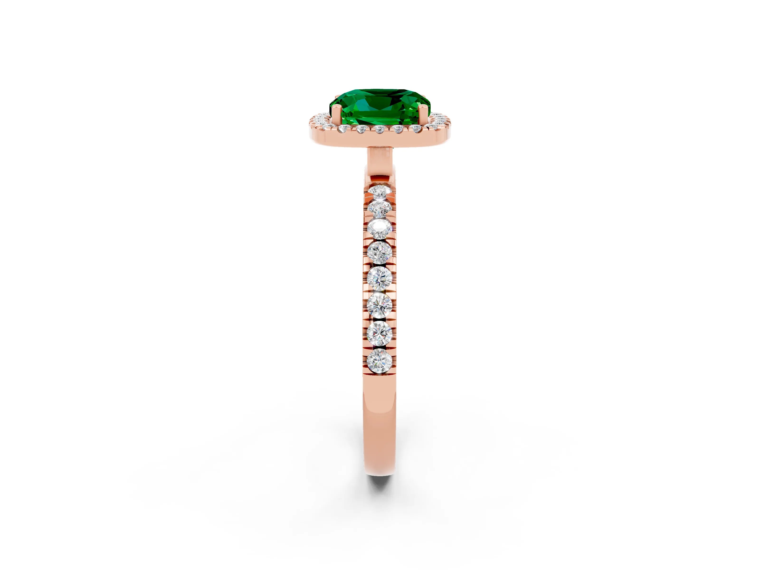 Rose gold Cushion Cut Halo Diamond Pave Band with Prong Setting_2