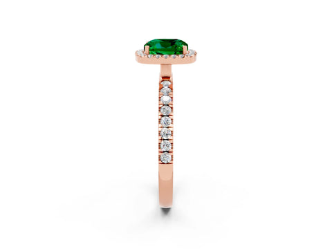 Rose gold Cushion Cut Halo Diamond Pave Band with Prong Setting_2
