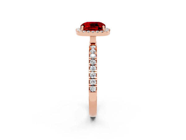 Rose gold Cushion Cut Halo Diamond Pave Band with Prong Setting