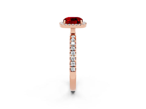 Rose gold Cushion Cut Halo Diamond Pave Band with Prong Setting_2