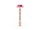 Rose gold Cushion Cut Halo Diamond Pave Band with Prong Setting_2