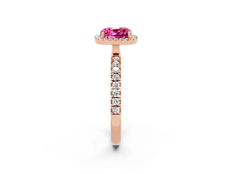 Rose gold Cushion Cut Halo Diamond Pave Band with Prong Setting_2