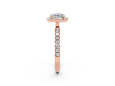 Rose gold Cushion Cut Halo Diamond Pave Band with Prong Setting_2
