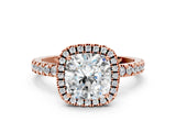 Rose gold Cushion Cut Halo Diamond Pave Band with Prong Setting_3