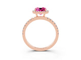 Rose gold Cushion Cut Halo Diamond Pave Band with Prong Setting_3