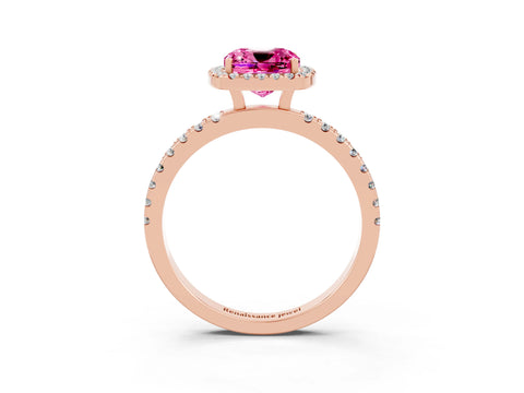 Rose gold Cushion Cut Halo Diamond Pave Band with Prong Setting_3