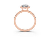 Rose gold Cushion Cut Halo Diamond Pave Band with Prong Setting_3