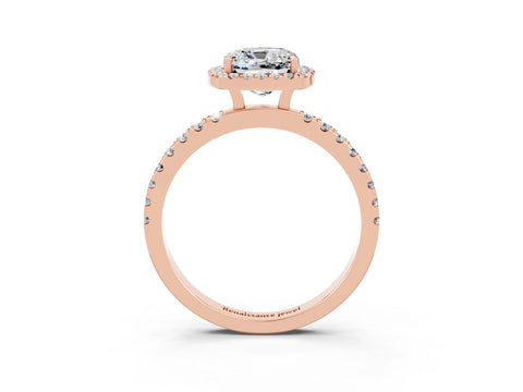 Rose gold Cushion Cut Halo Diamond Pave Band with Prong Setting_3