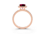 Rose gold Cushion Cut Halo Diamond Pave Band with Prong Setting_3