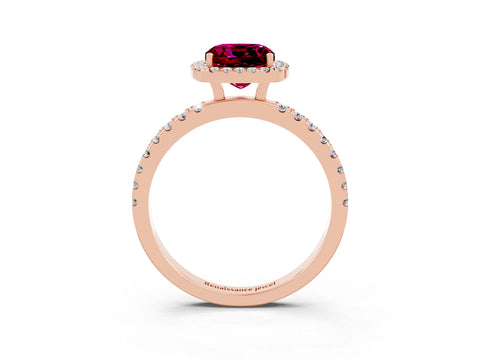 Rose gold Cushion Cut Halo Diamond Pave Band with Prong Setting_3