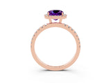 Rose gold Cushion Cut Halo Diamond Pave Band with Prong Setting_3