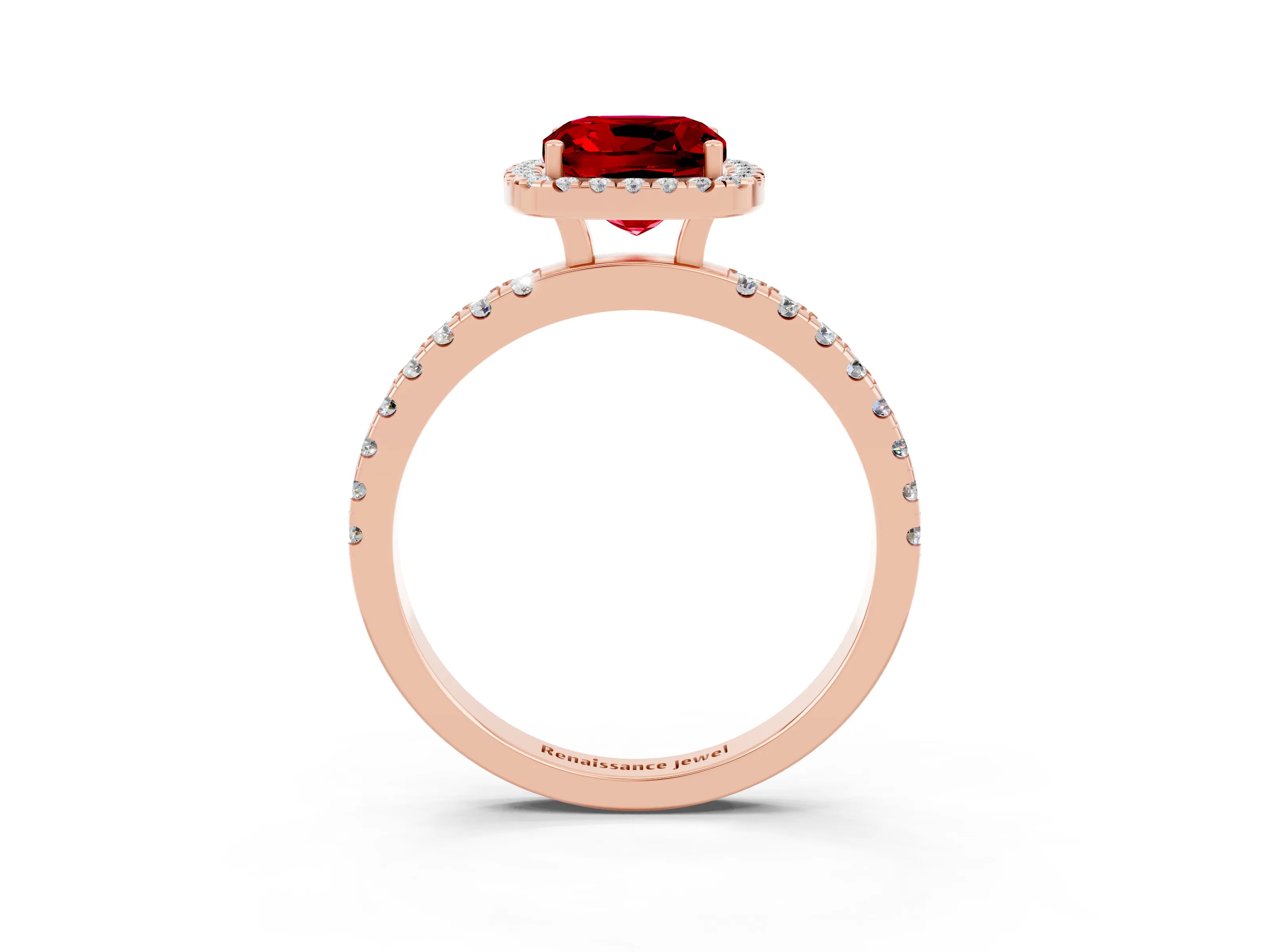 Rose gold Cushion Cut Halo Diamond Pave Band with Prong Setting_3