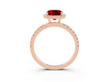 Rose gold Cushion Cut Halo Diamond Pave Band with Prong Setting_3