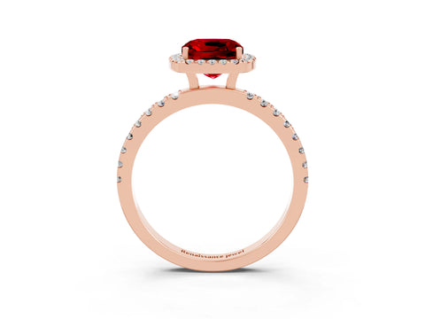 Rose gold Cushion Cut Halo Diamond Pave Band with Prong Setting_3