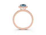 Rose gold Cushion Cut Halo Diamond Pave Band with Prong Setting_3