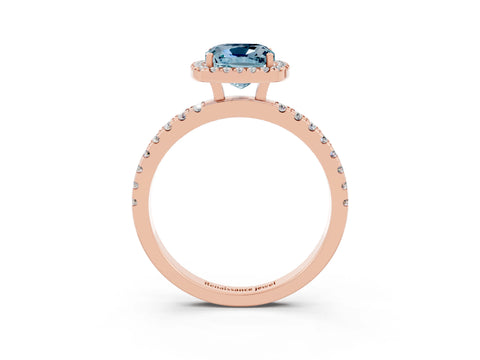 Rose gold Cushion Cut Halo Diamond Pave Band with Prong Setting_3