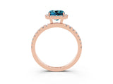 Rose gold Cushion Cut Halo Diamond Pave Band with Prong Setting_3