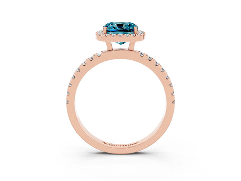 Rose gold Cushion Cut Halo Diamond Pave Band with Prong Setting_3