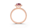Rose gold Cushion Cut Halo Diamond Pave Band with Prong Setting_3